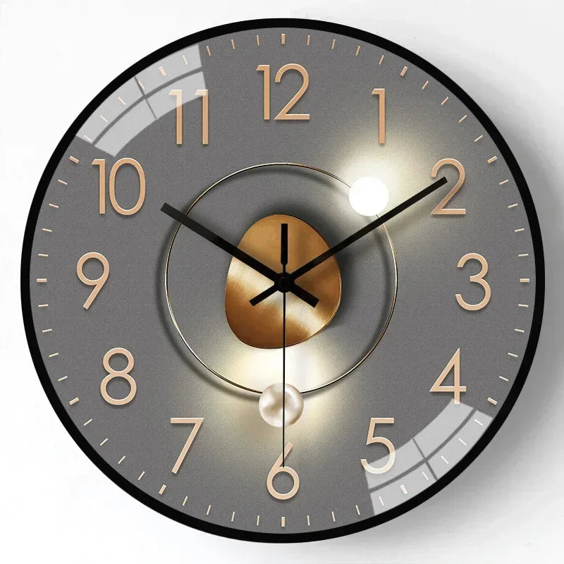 Elegant Silent Wall Clock - Gradient Gold Digital Design