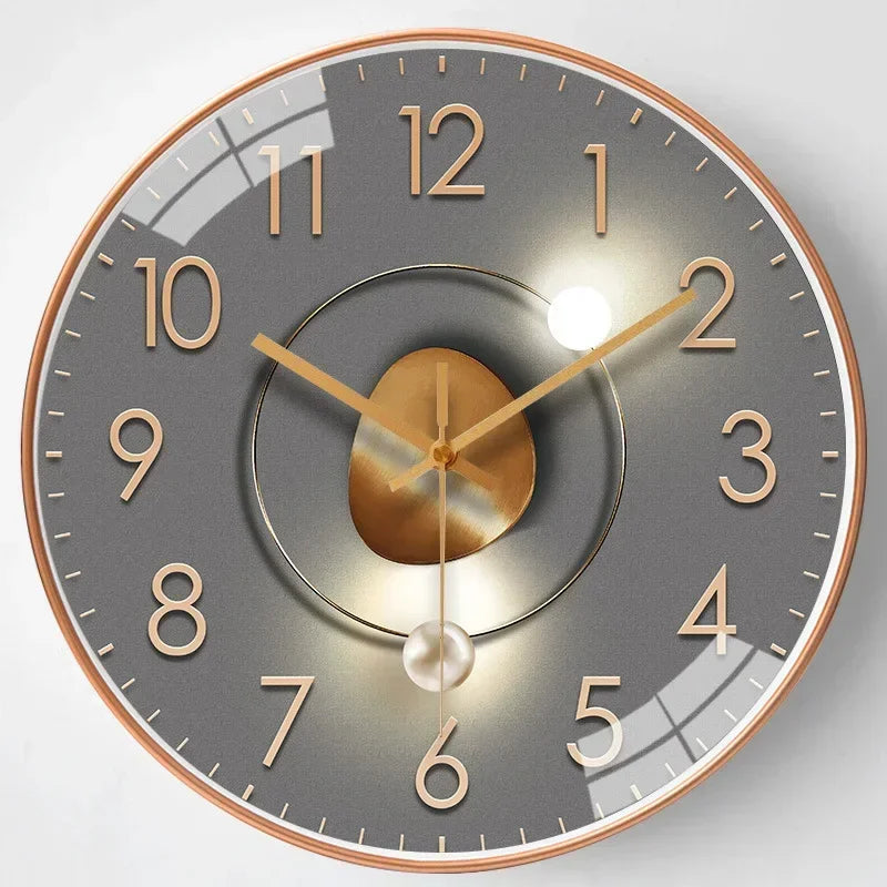 Elegant Silent Wall Clock - Gradient Gold Digital Design