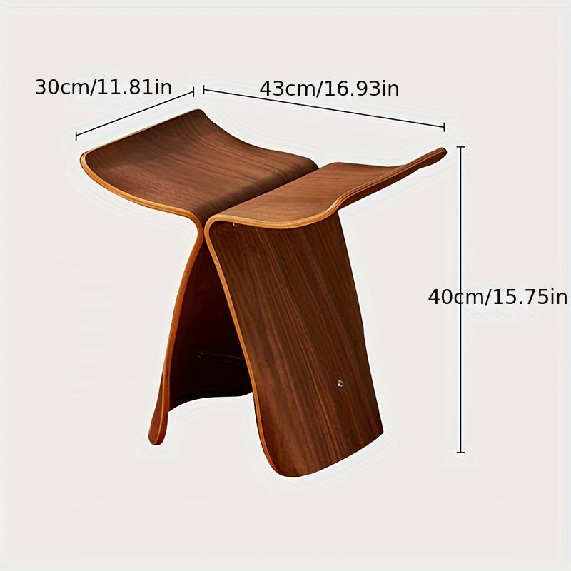 Elegant Solid Wood Butterfly Stool - Versatile Compact Seating