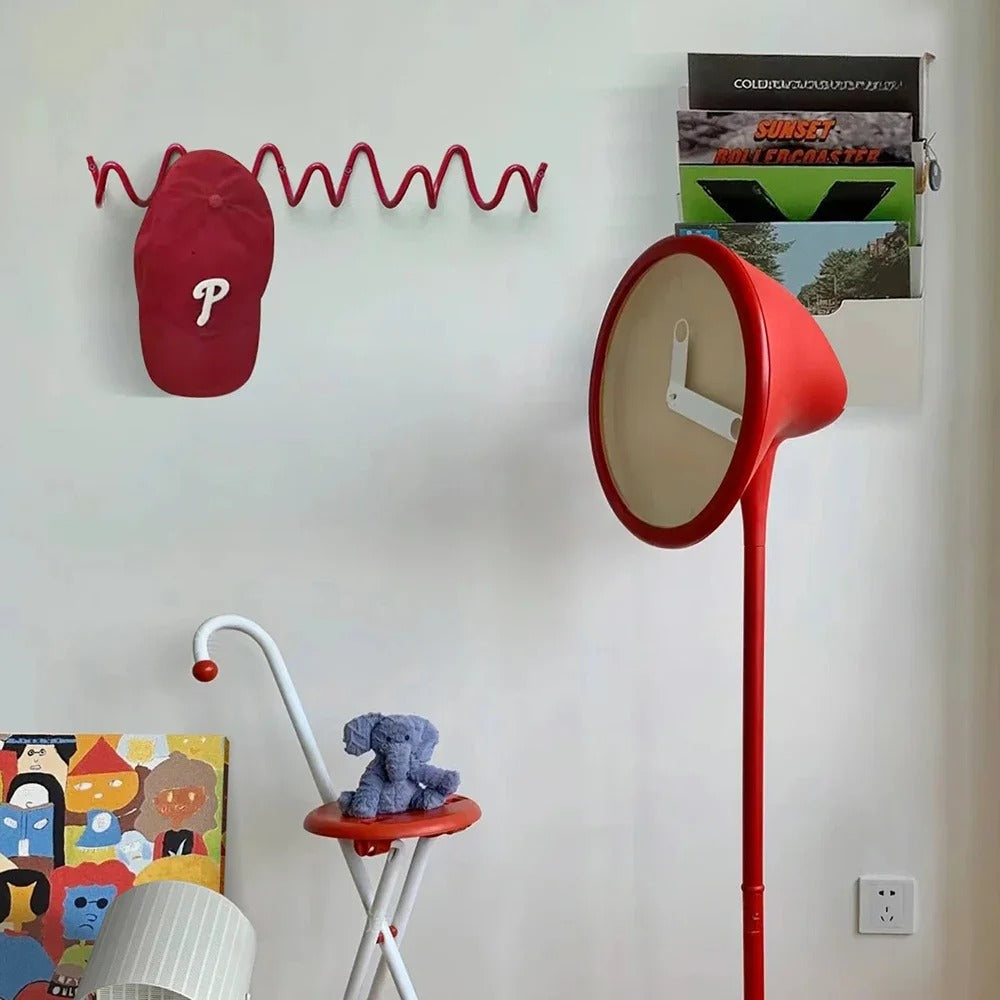 Elegant Wall Mounted Coat Rack - Wavy Design Black Iron Hooks
