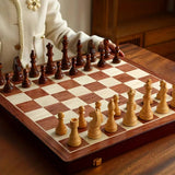 Elegant Wooden Chess Set - Handcrafted Walnut Board & Weighted Pieces