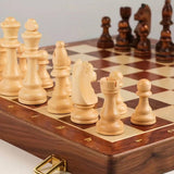 Elegant Wooden Chess Set - Handcrafted Walnut Board & Weighted Pieces