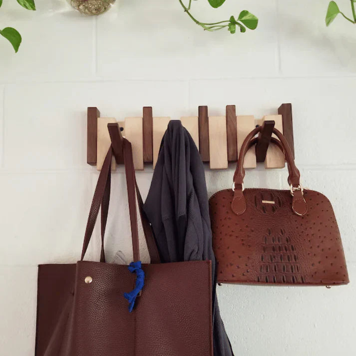 Elegant Wooden Coat Rack - Piano Design with 6 Hooks