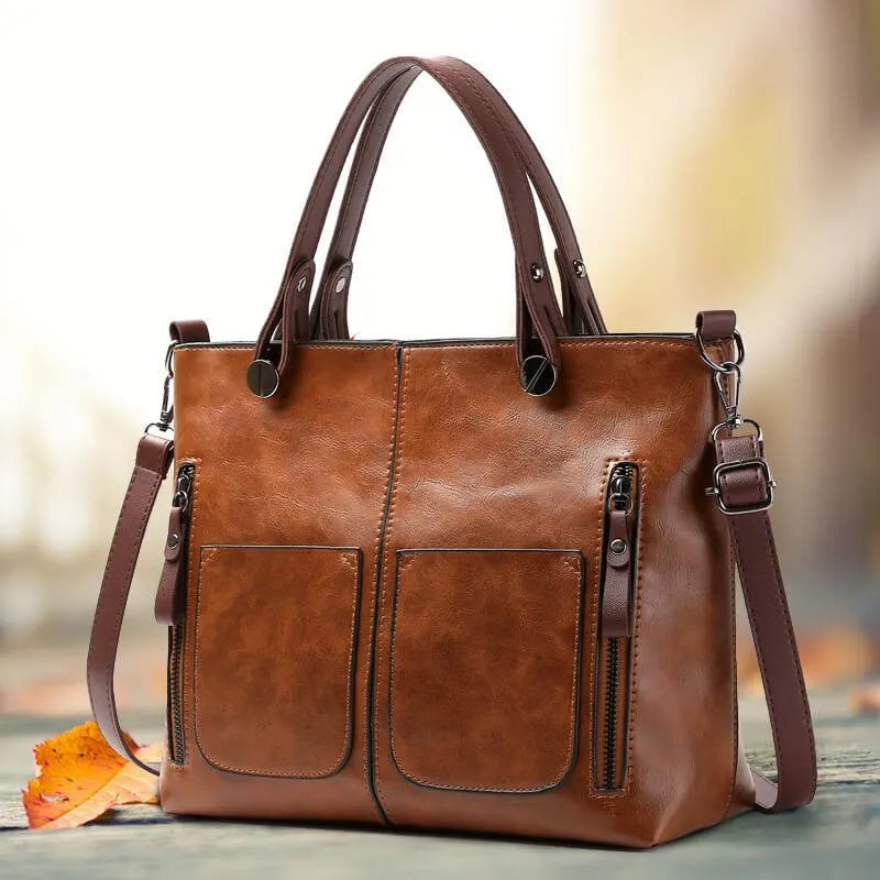 Elly Vintage Leather Shoulder Bag for Women - Adjustable Strap, Handmade PU Leather