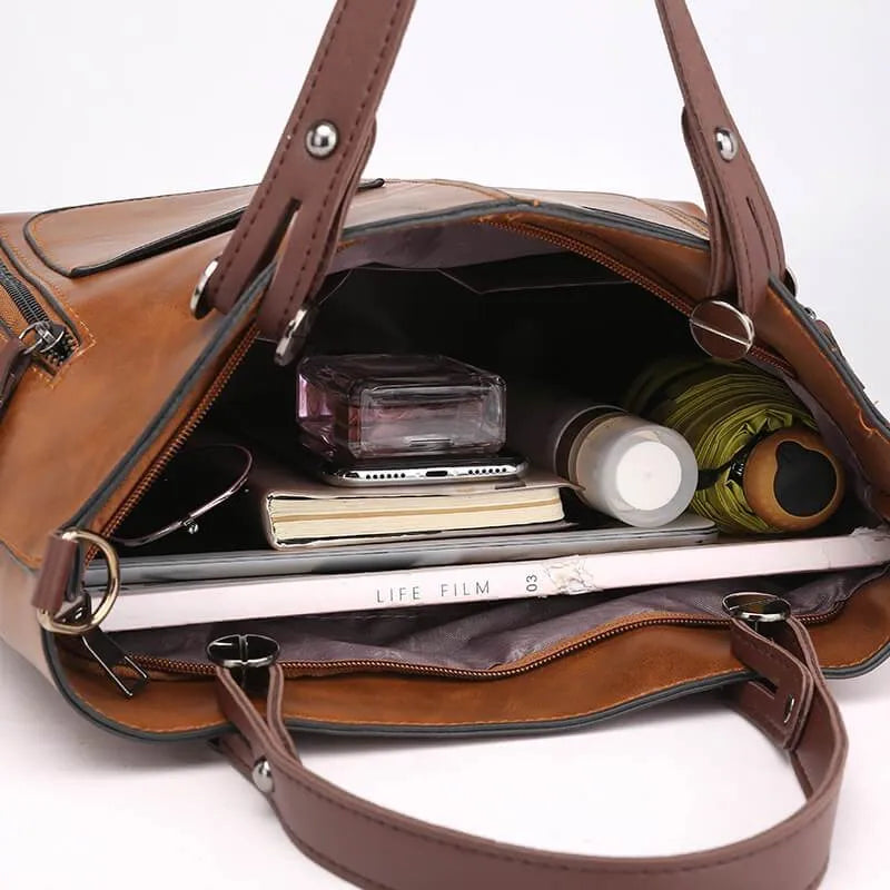 Elly Vintage Leather Shoulder Bag for Women - Adjustable Strap, Handmade PU Leather