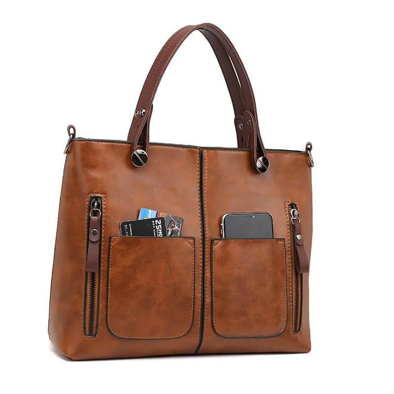 Elly Vintage Leather Shoulder Bag for Women - Adjustable Strap, Handmade PU Leather