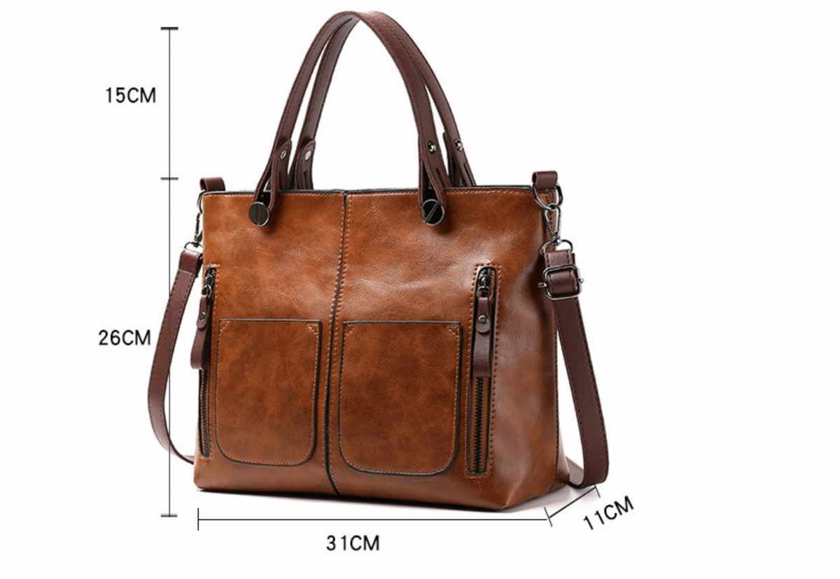 Elly Vintage Leather Shoulder Bag for Women - Adjustable Strap, Handmade PU Leather