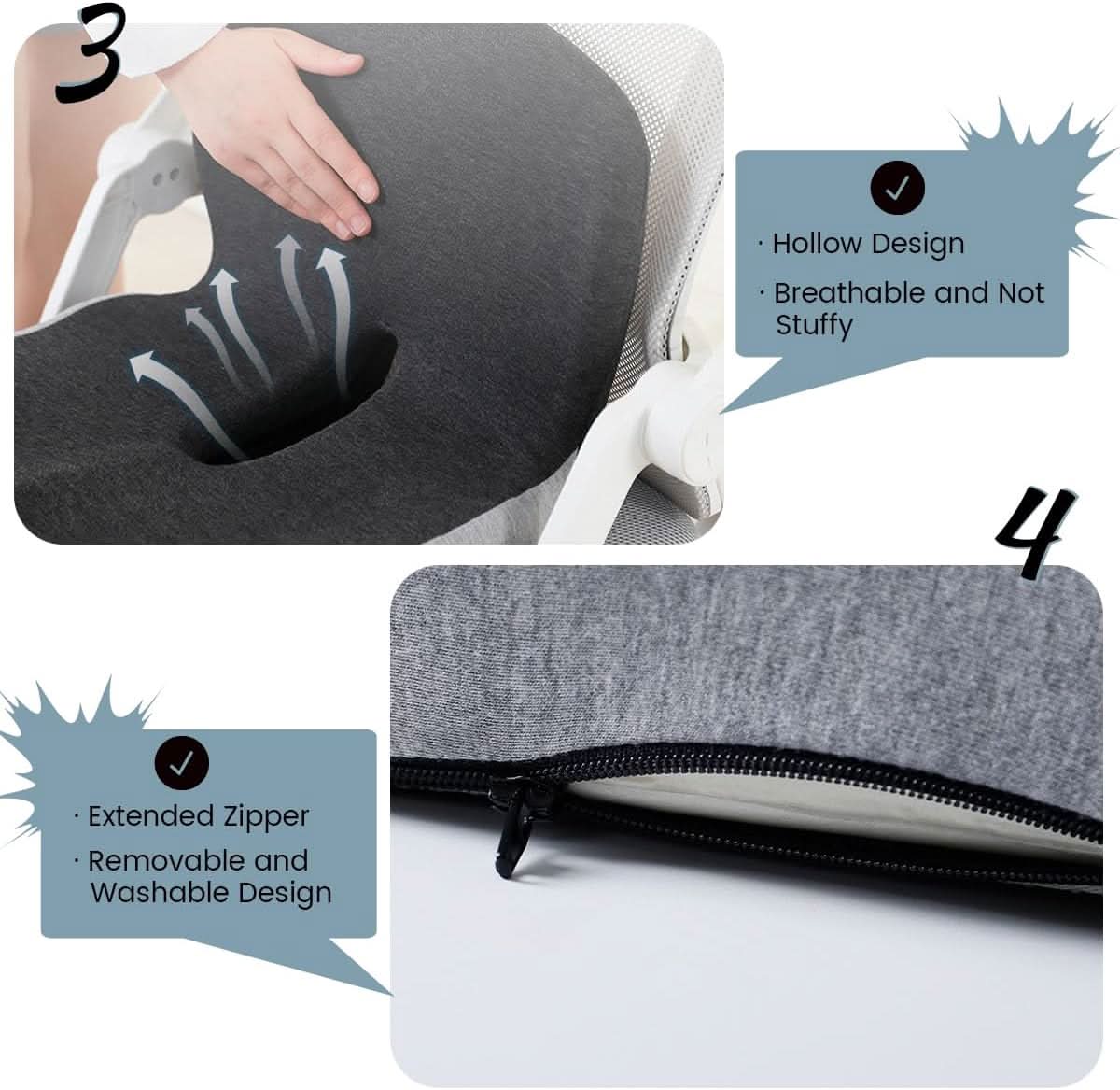 ErgoComfort - Memory Foam Seat Cushion for Chair Support