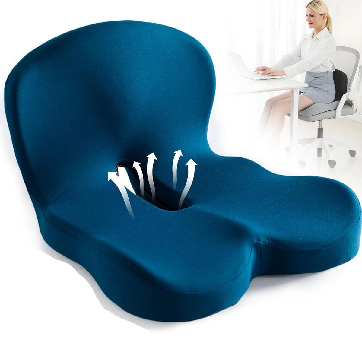 ErgoComfort - Memory Foam Seat Cushion for Chair Support