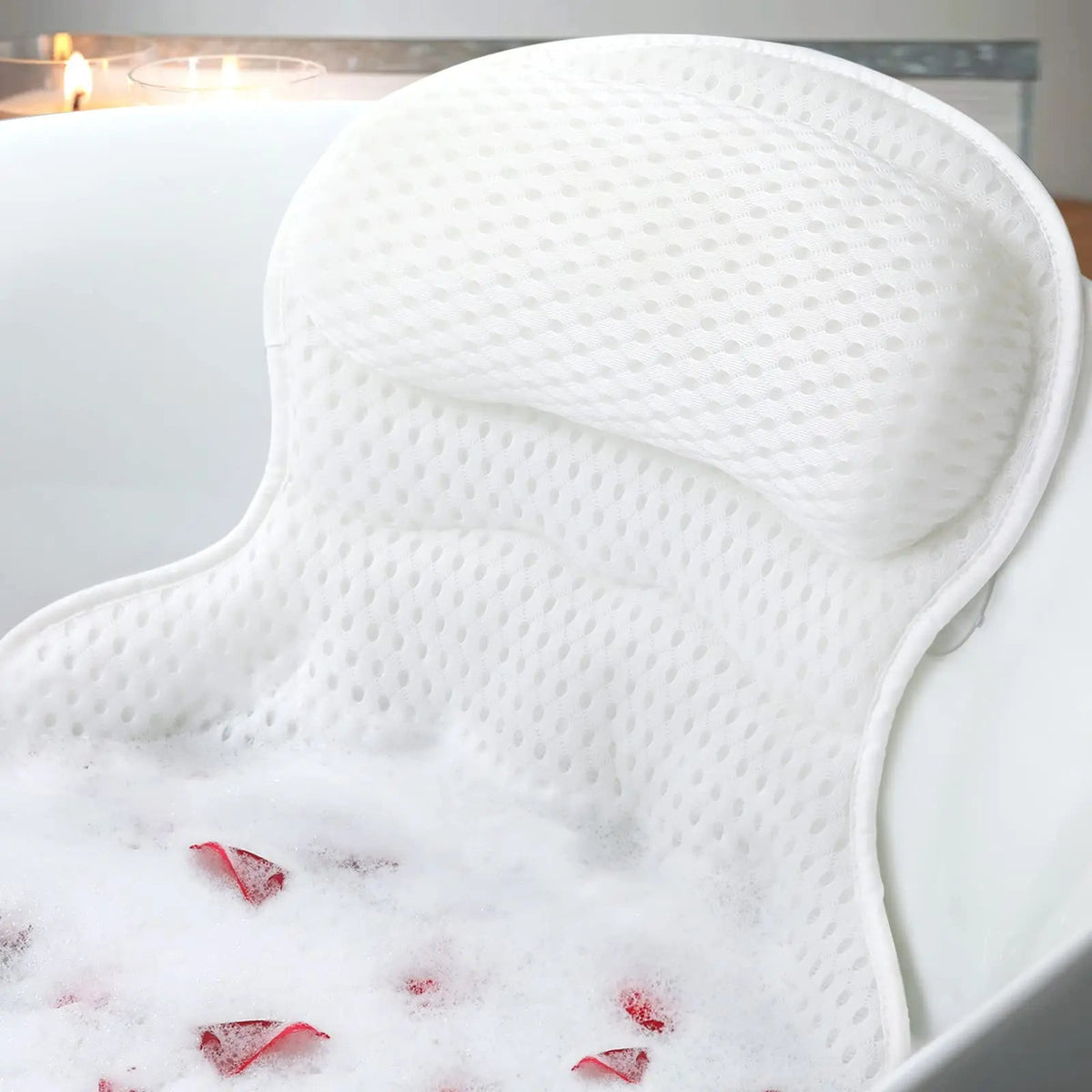 Ergonomic Bath Pillow - Soft Soaking Tub Pillow with Suction Cups