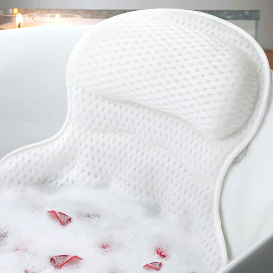 Ergonomic Bath Pillow - Soft Soaking Tub Pillow with Suction Cups
