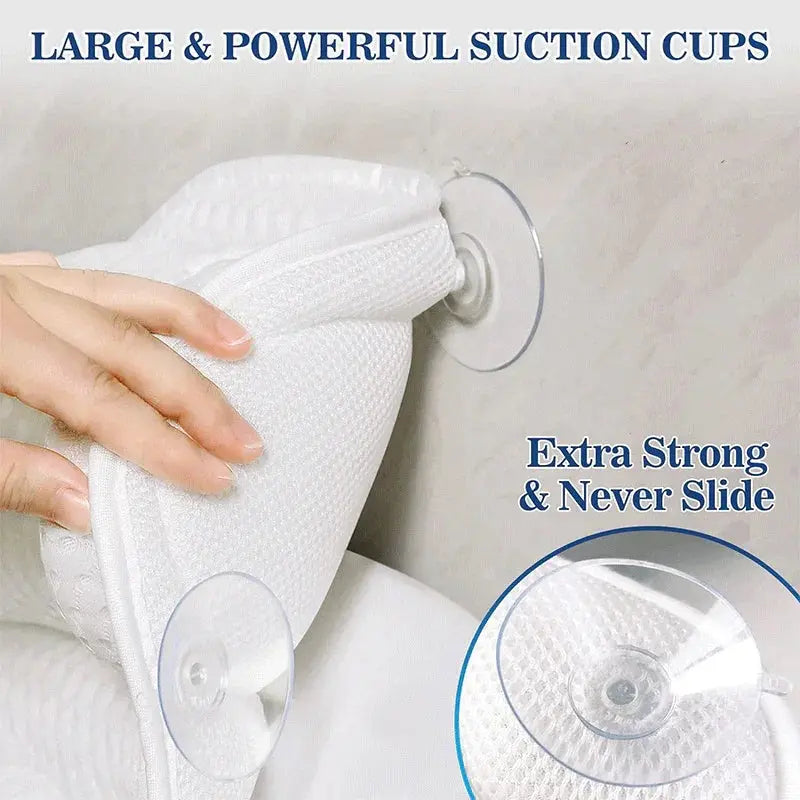 Ergonomic Bath Pillow - Soft Soaking Tub Pillow with Suction Cups