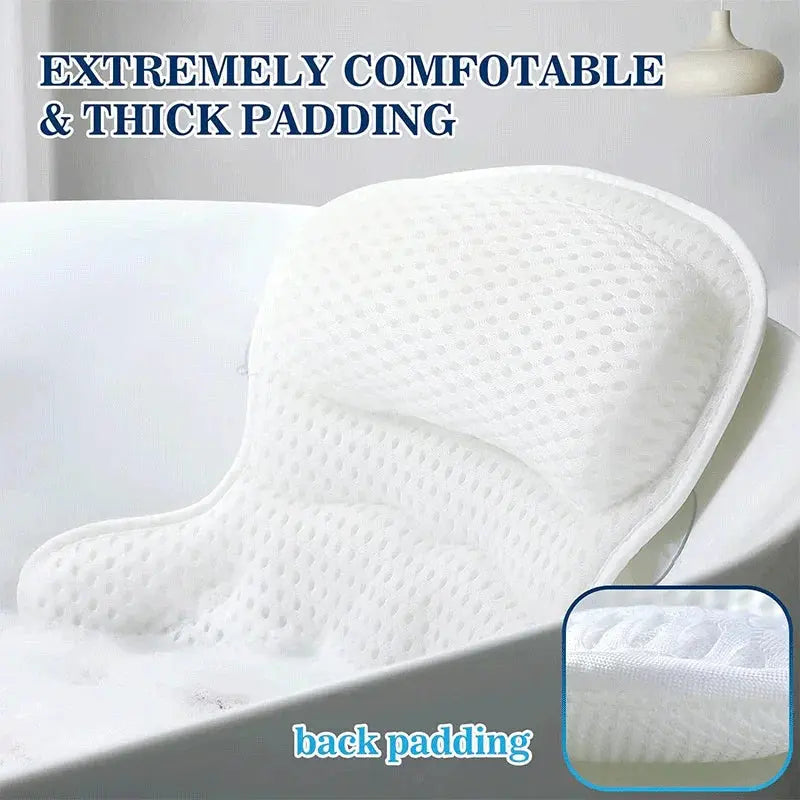 Ergonomic Bath Pillow - Soft Soaking Tub Pillow with Suction Cups