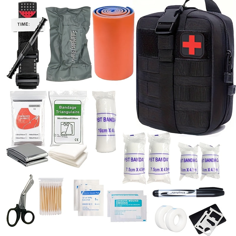 Essential Travel First Aid Kit - Compact Medical Supplies Bag with Tourniquet