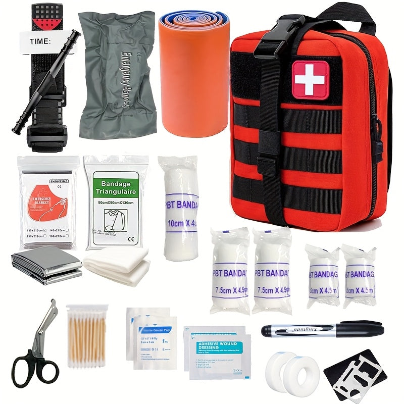 Essential Travel First Aid Kit - Compact Medical Supplies Bag with Tourniquet