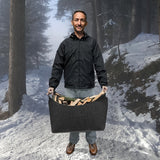 FELDURA - Foldable Log Basket for Fireplace with Wooden Handles