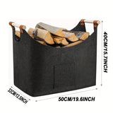 FELDURA - Foldable Log Basket for Fireplace with Wooden Handles