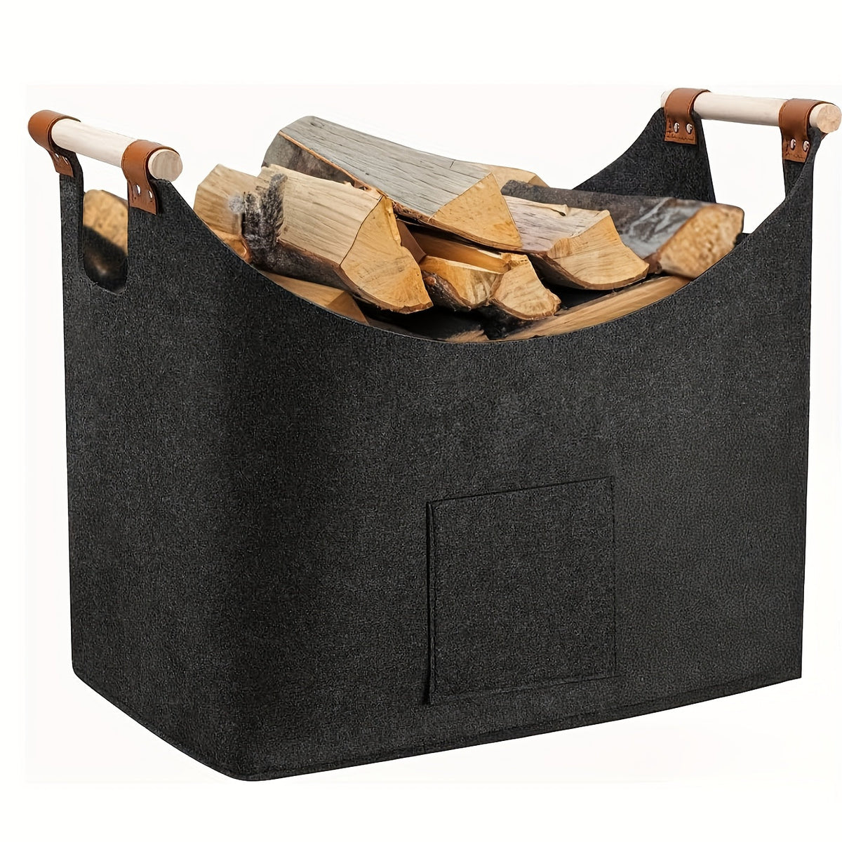 FELDURA - Foldable Log Basket for Fireplace with Wooden Handles