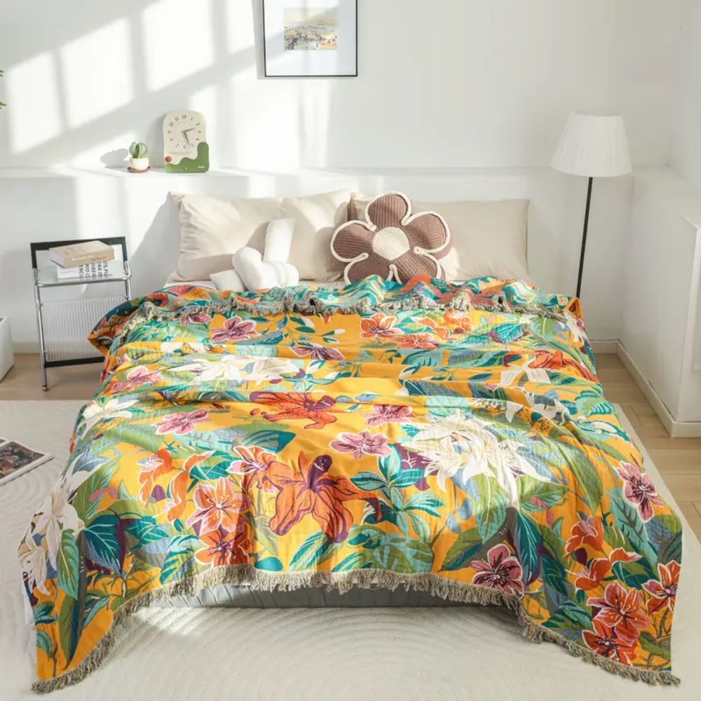 Festival Tropics - Soft Cotton Blanket with Tropical Design