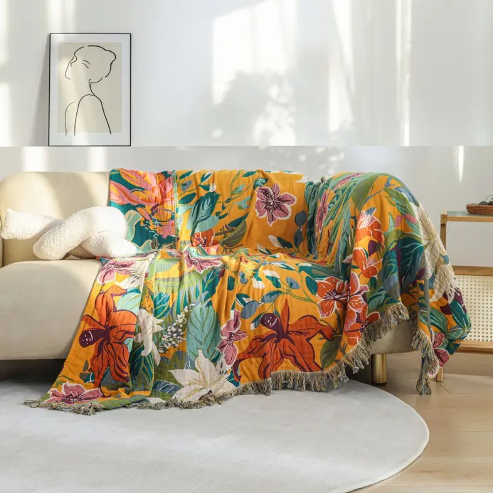 Festival Tropics - Soft Cotton Blanket with Tropical Design