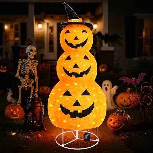 Festive Pumpkin Decoration with 100 LED Lights & Timer