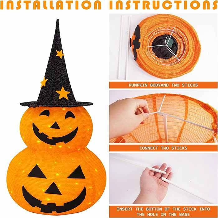 Festive Pumpkin Decoration with 100 LED Lights & Timer