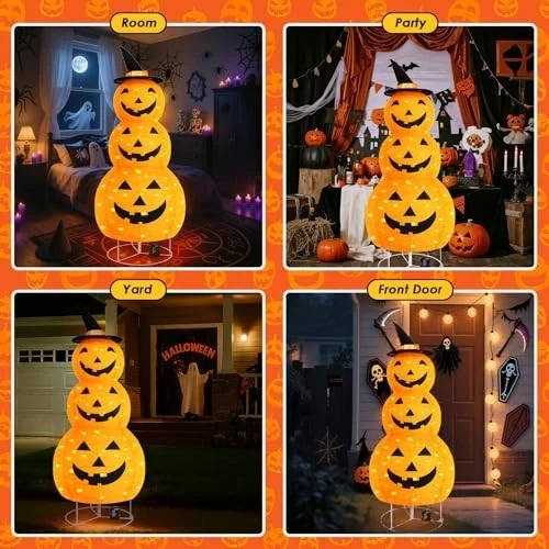 Festive Pumpkin Decoration with 100 LED Lights & Timer