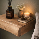 Floating Bedside Tables Set of 2 - Compact Acacia Wood Nightstands