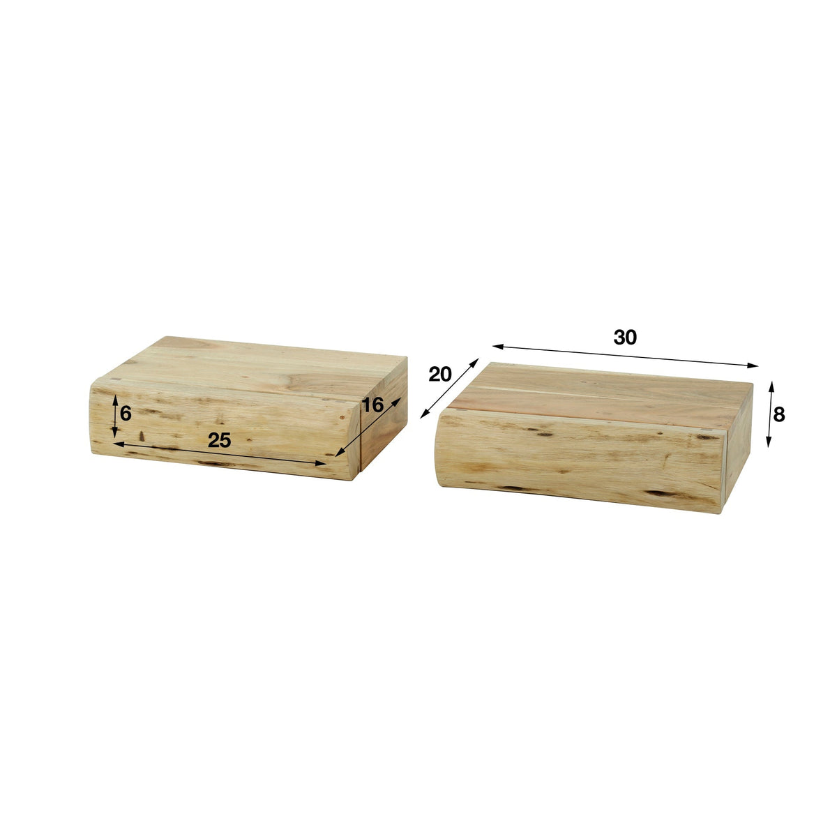 Floating Bedside Tables Set of 2 - Compact Acacia Wood Nightstands