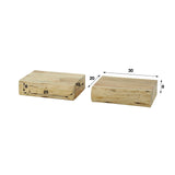 Floating Bedside Tables Set of 2 - Compact Acacia Wood Nightstands