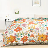 Floral Cotton Blanket - Soft All-Season Throw for Sofas