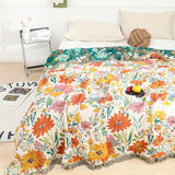 Floral Cotton Blanket - Soft All-Season Throw for Sofas
