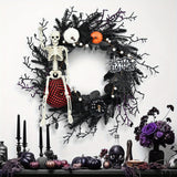 Gothic Halloween Wreath - Spooky Skeleton Pumpkin Decor
