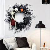Gothic Halloween Wreath - Spooky Skeleton Pumpkin Decor