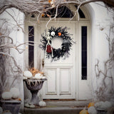 Gothic Halloween Wreath - Spooky Skeleton Pumpkin Decor