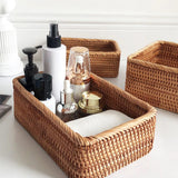Hand-Woven Wicker Storage Basket - Natural Rattan Organizer