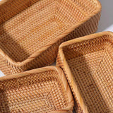 Hand-Woven Wicker Storage Basket - Natural Rattan Organizer