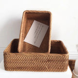 Hand-Woven Wicker Storage Basket - Natural Rattan Organizer