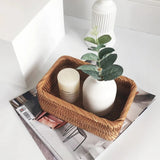 Hand-Woven Wicker Storage Basket - Natural Rattan Organizer