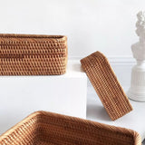 Hand-Woven Wicker Storage Basket - Natural Rattan Organizer