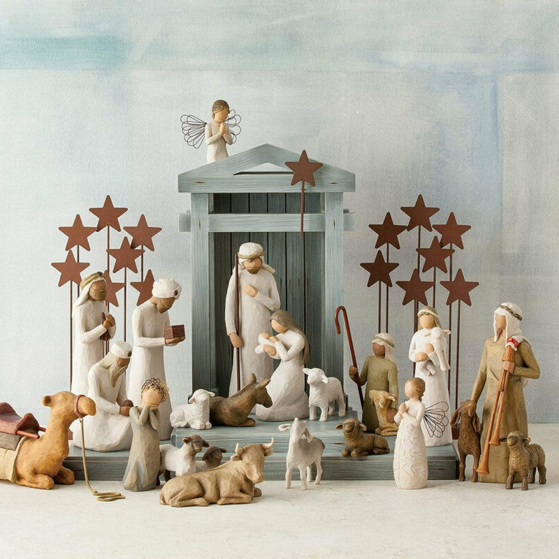 Handmade Nativity Collection - 20-Piece Barn Wood Set
