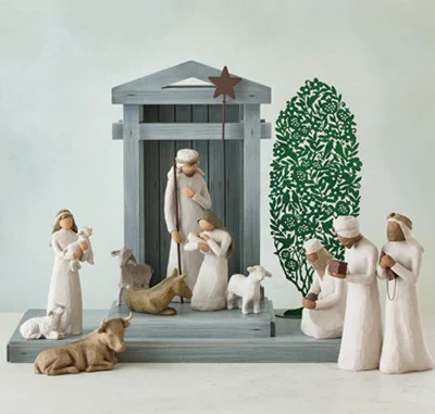 Handmade Nativity Collection - 20-Piece Barn Wood Set