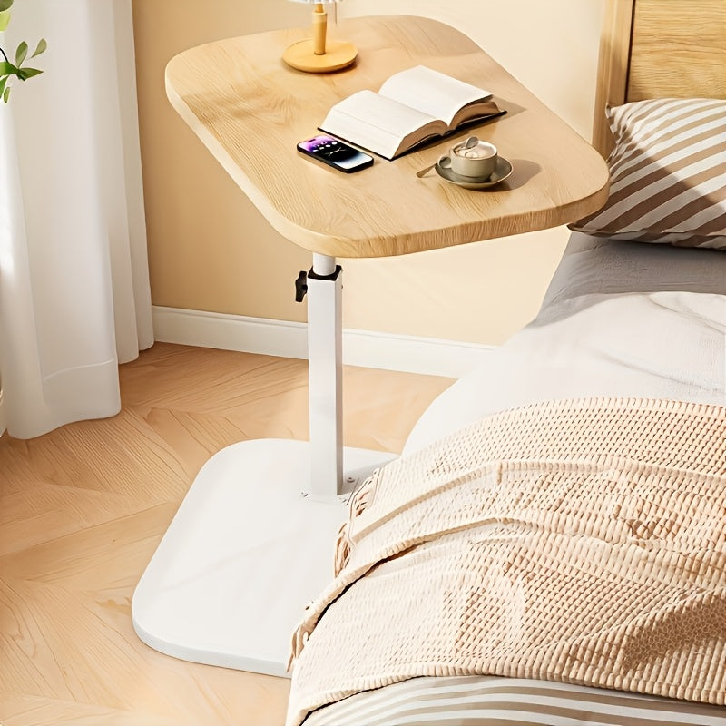 Height-Adjustable Small Side Table with Wooden Top - Versatile Bedside & Living Room Use