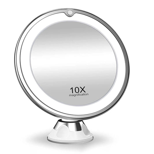 LED Magnifying Makeup Mirror - 10x Magnification & 360° Rotation