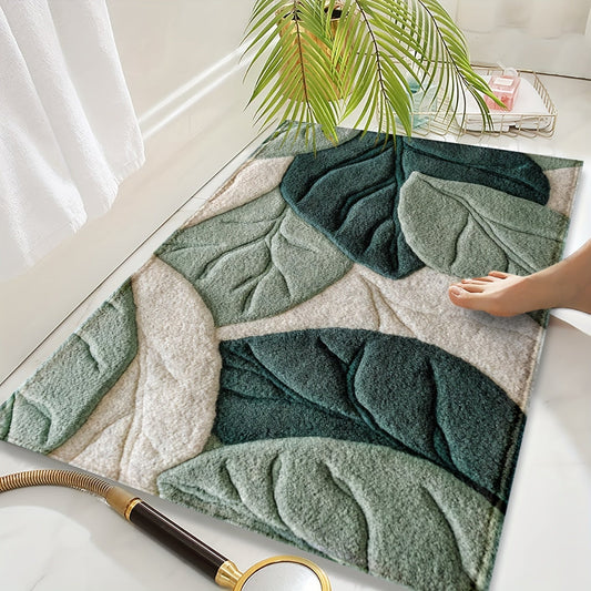 Leaf Bath Mat - Soft Microfiber with Non-Slip Backing