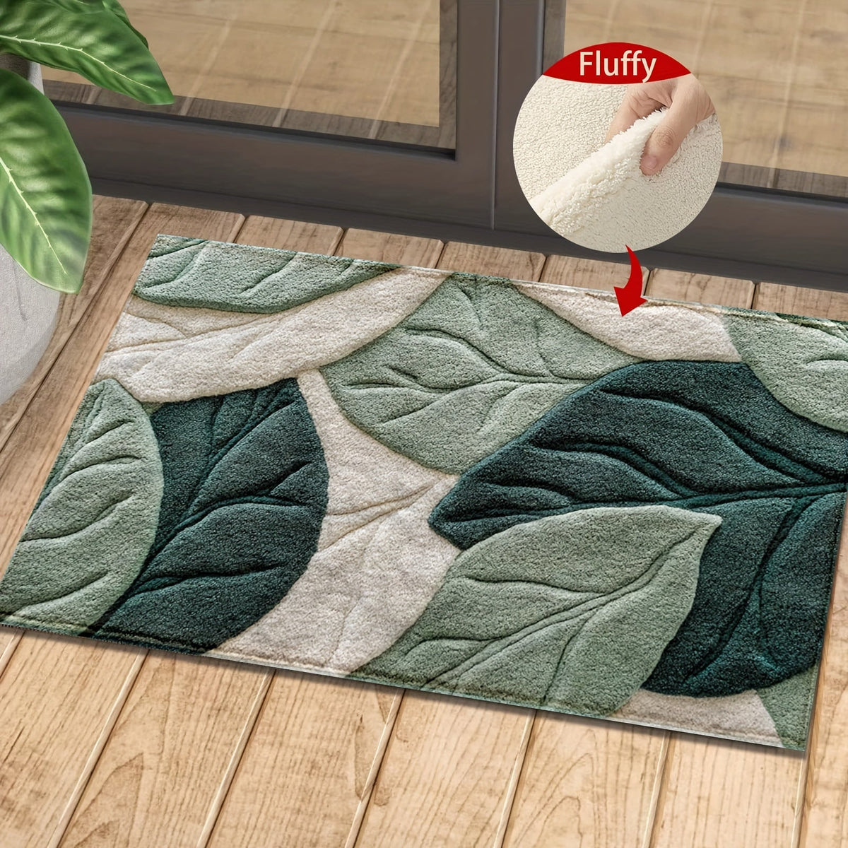 Leaf Bath Mat - Soft Microfiber with Non-Slip Backing