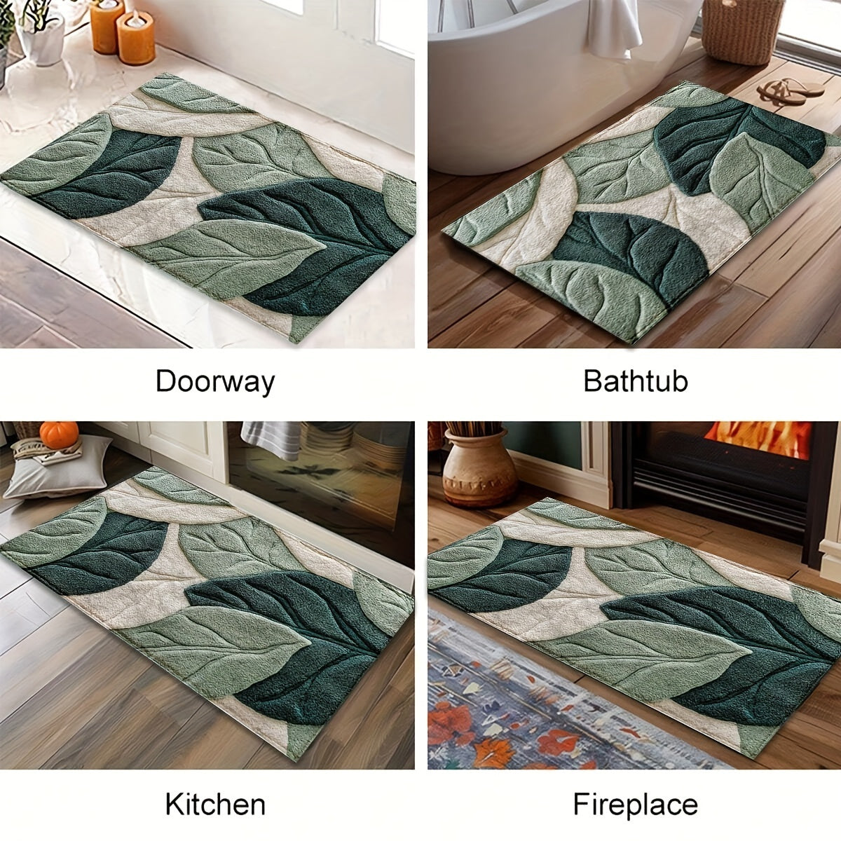 Leaf Bath Mat - Soft Microfiber with Non-Slip Backing