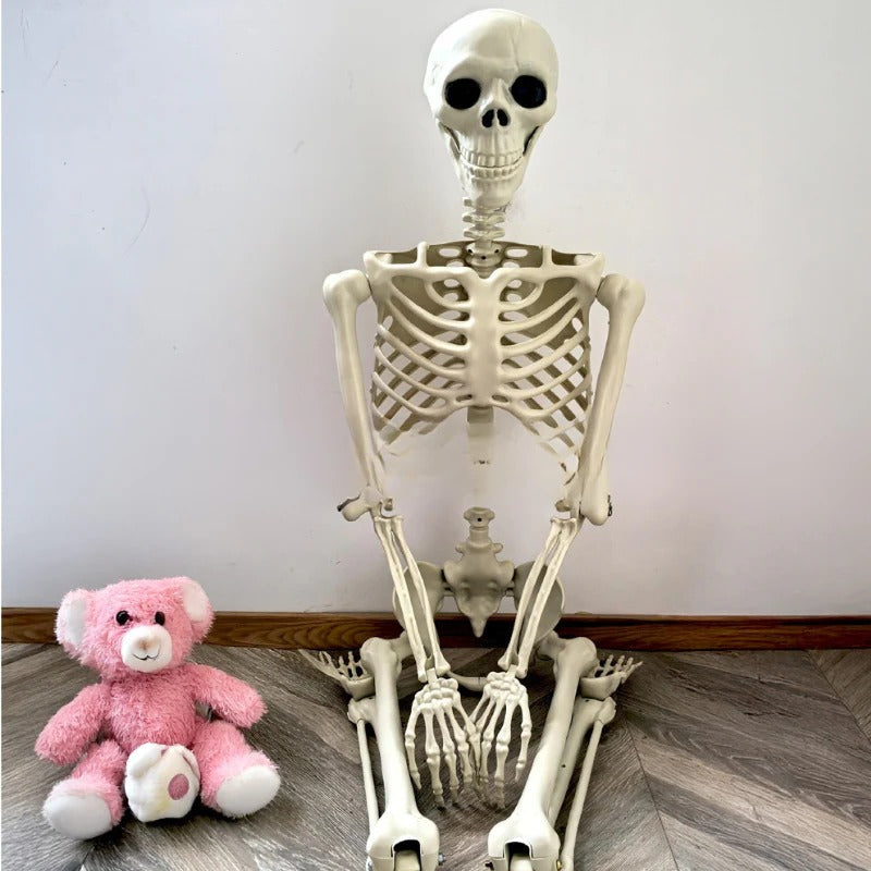 Life-Size Halloween Skeleton Decoration - Posable Figure for Spooky Displays