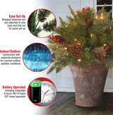 Lifelike Pre-Lit Artificial Christmas Tree Urn Filler with LED Lights
