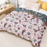 Liora Vintage Reversible Soft Cotton Blanket with Floral Design